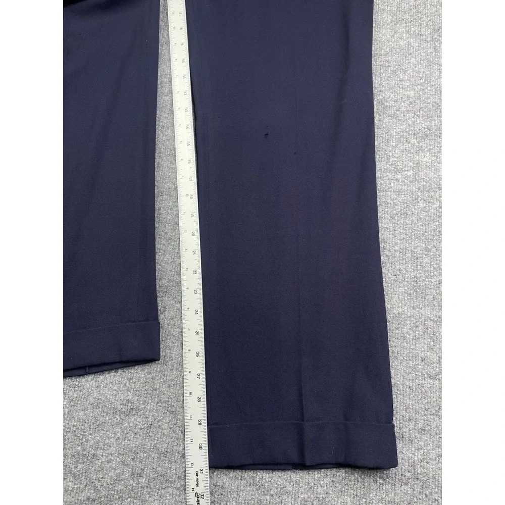 Ralph Lauren Purple Label Dress Pants Mens‎ 38 Navy Blue Wool Pleated Cuffed